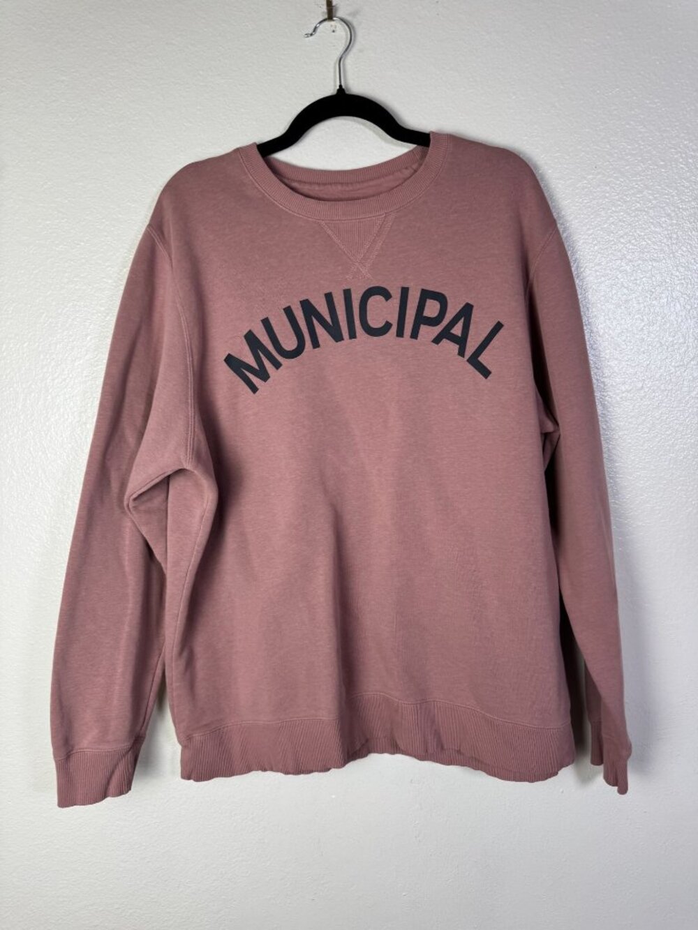 Municipal Mauve Pink Crewneck Sweatshirt Men size XL Cotton Blend Athleisure - Picture 11 of 12